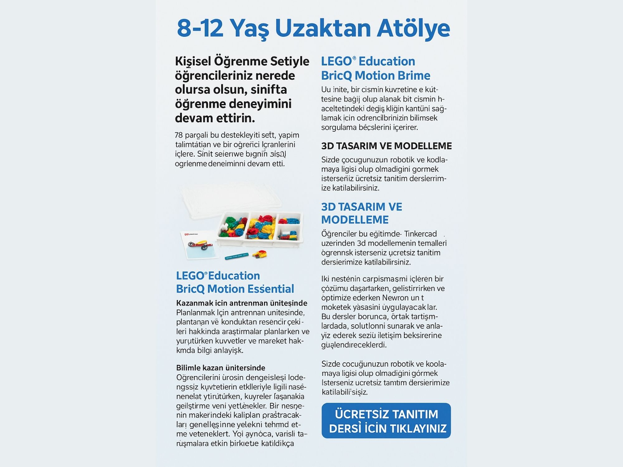 8 - 12 Yaş Uzaktan Atölye